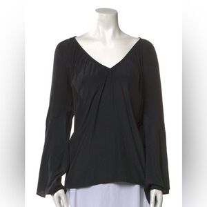Ramy Brook Black V-Neck Blouse, XS